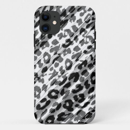 Animal print fur skin of leopard black grey iPhone 11 case