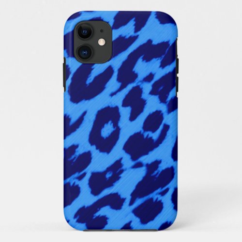 Animal print fur skin of leopard blue color iPhone 11 case