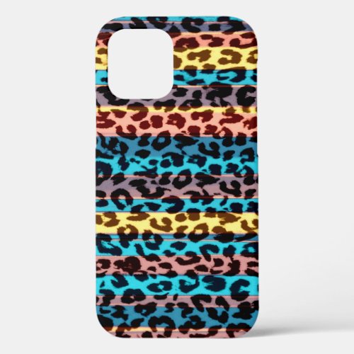 Animal print fur skin of leopard colorful stripes iPhone 12 pro case