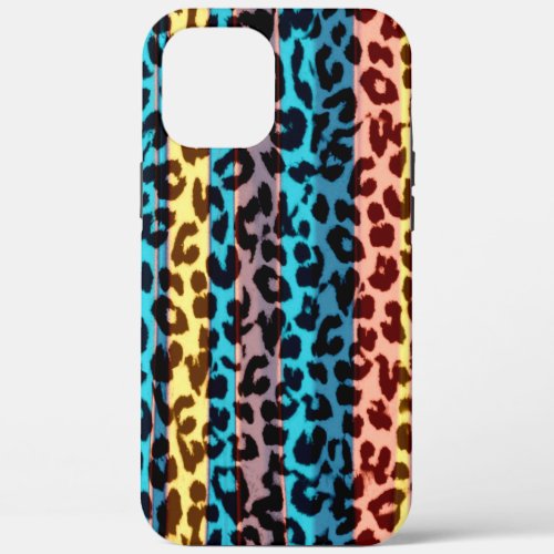 Animal print fur skin of leopard colorful stripes iPhone 12 pro max case