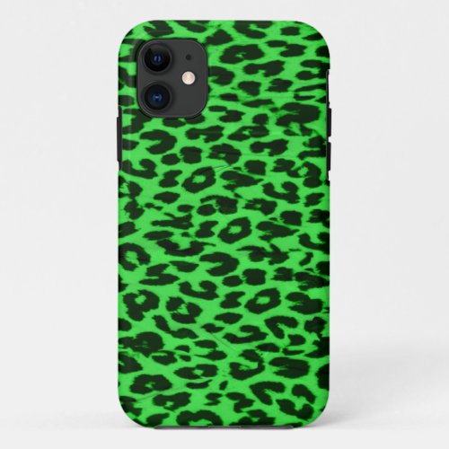 Animal print fur skin of leopard green colors iPhone 11 case