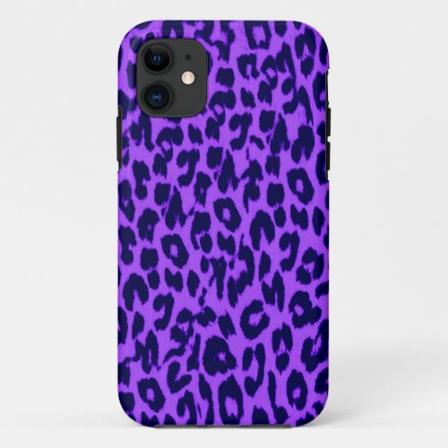 Animal print fur skin of leopard purple colors iPhone 11 case