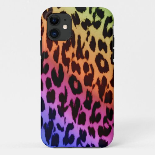 Animal print fur skin of leopard retro colorful 2 iPhone 11 case