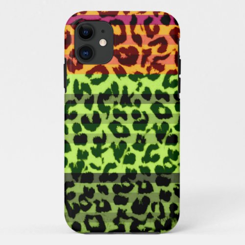 Animal print fur skin of leopard retro colorful iPhone 11 case