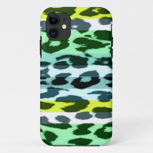 Animal print fur skin of leopard retro stripes 2 iPhone 11 case