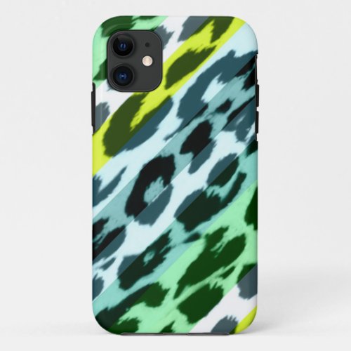 Animal print fur skin of leopard retro stripes iPhone 11 case