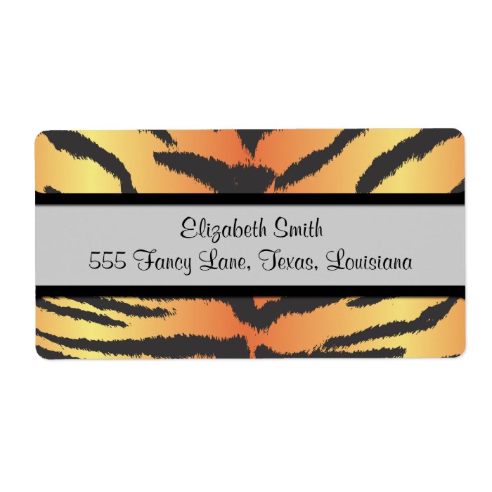 Animal Print, Tiger Stripes   Black Yellow Shipping Labels