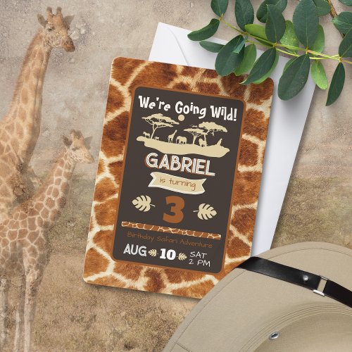 Animal Print Giraffe Birthday Invitation