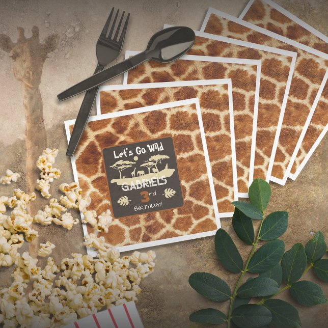 Animal Print Giraffe Birthday Paper Napkin (Creator Uploaded)