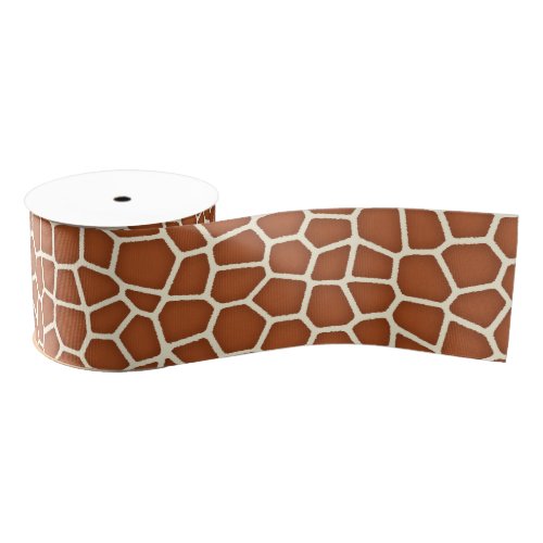 Animal Print Giraffe in Shades of Copper Brown Grosgrain Ribbon