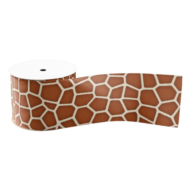 Animal Print, Giraffe in Shades of Copper Brown Grosgrain Ribbon (Spool)