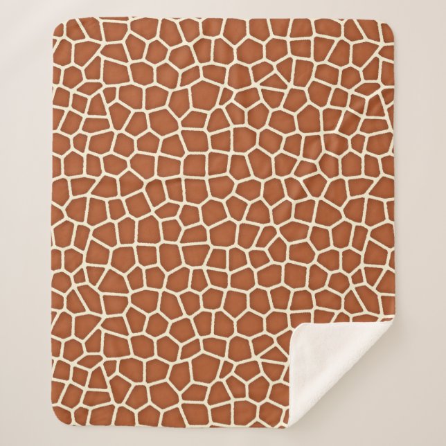 Animal Print, Giraffe in Shades of Copper Brown Sherpa Blanket (Front)