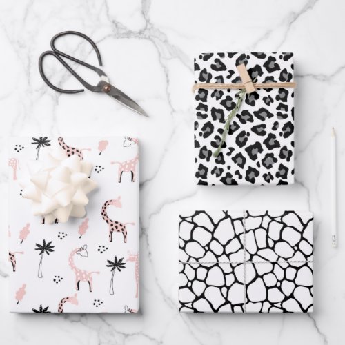 Animal print giraffe leopard skin print pattern wrapping paper sheets