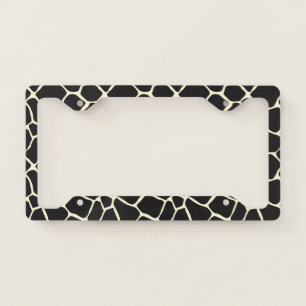 Animal Print Giraffe Print Pattern Black & White License Plate Frame