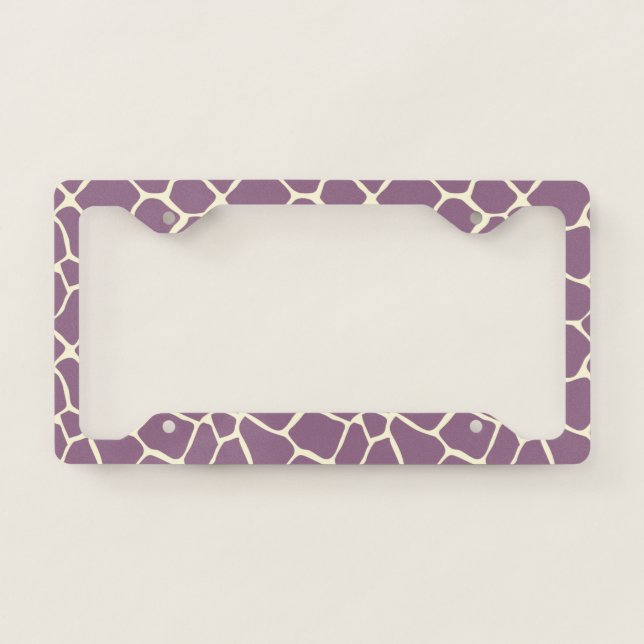 Animal Print Giraffe Print Pattern Purple License Plate Frame (Front)