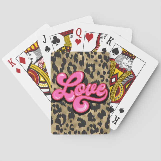 Animal Print Gold Love  Playing Cards (Back)