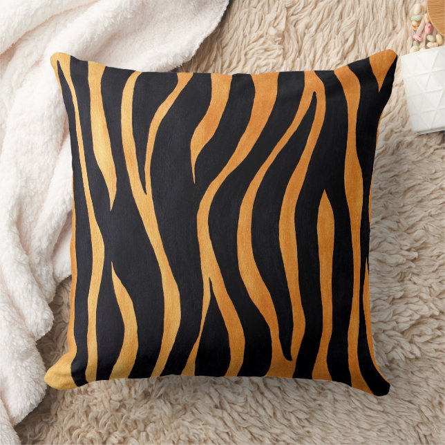 Animal Print Golden and Black Throw Pillow (Blanket)