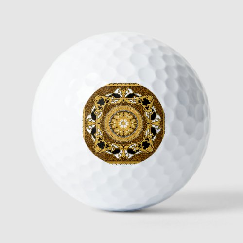 Animal Print Golden Scrolls Silk Golf Balls