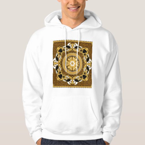 Animal Print Golden Scrolls Silk Hoodie