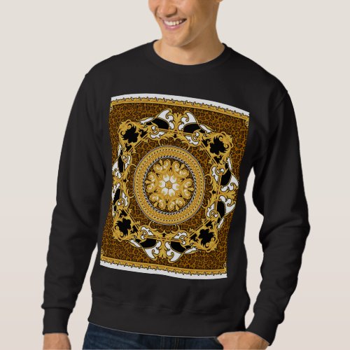 Animal Print Golden Scrolls Silk Sweatshirt