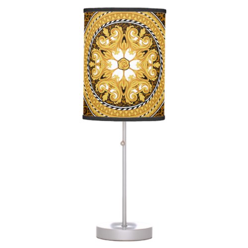 Animal Print Golden Scrolls Silk Table Lamp