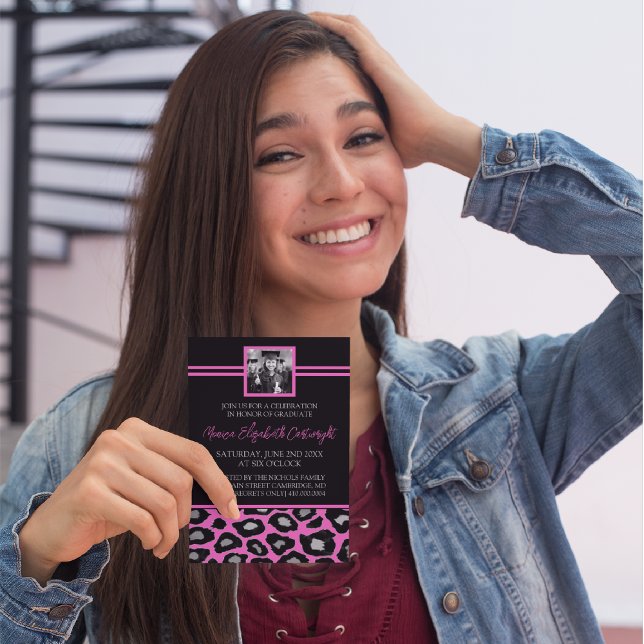 Animal Print Graduation Announcements [Pink] (Creator Uploaded)