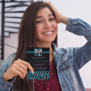 Animal Print Graduation Announcements [Teal]