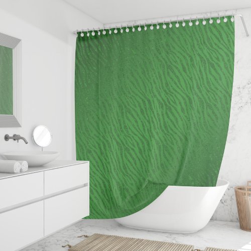 Animal Print Green Glitter Glam Shower Curtain