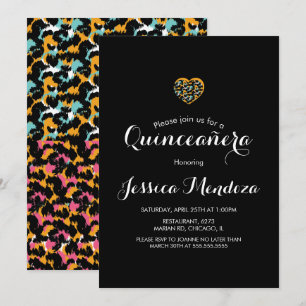Animal Print Heart Quinceañera Sweet 16 Invitation