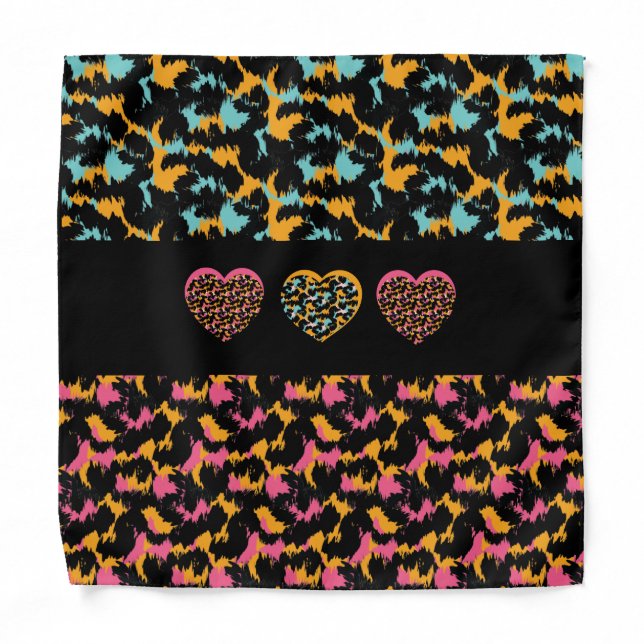 Animal Print Hearts Pattern  Bandana (Front)