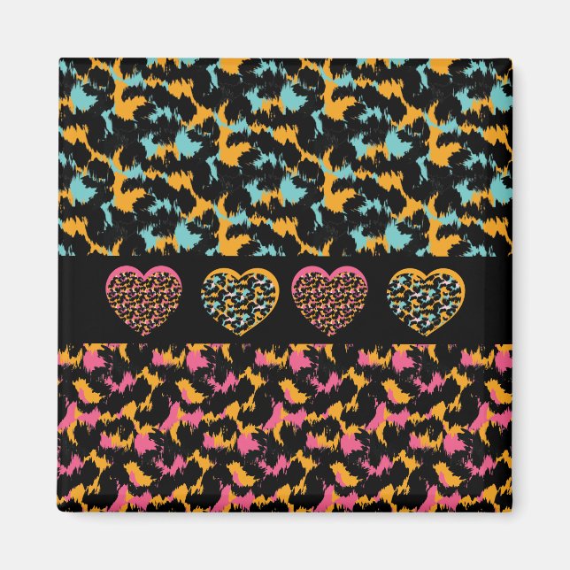 Animal Print Hearts Pattern  Magnet (Front)