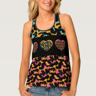 Animal Print Hearts Pattern Tank Top