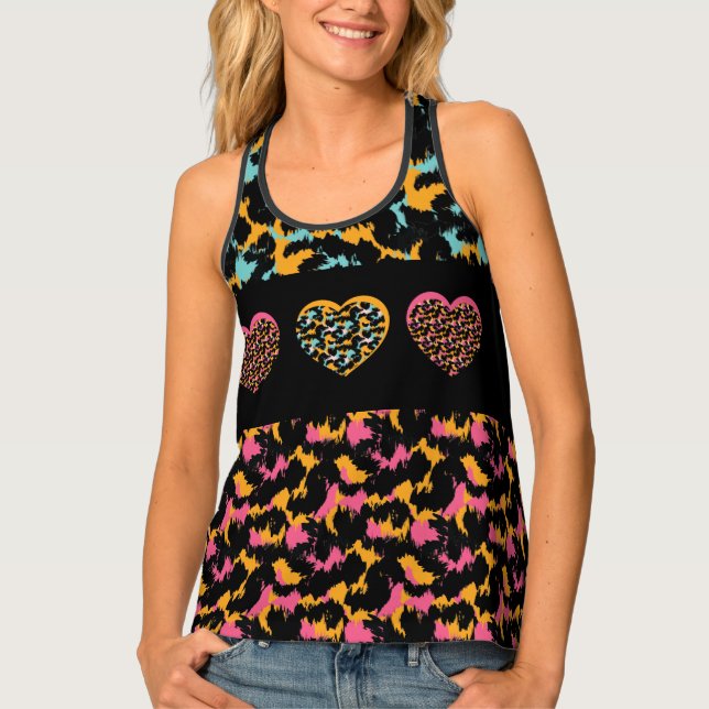 Animal Print Hearts Pattern  Tank Top (Front)