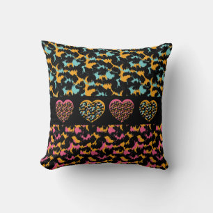Animal Print Hearts Pattern  Throw Pillow