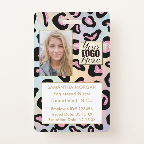 Animal Print Holographic Photo Logo Employee ID Badge