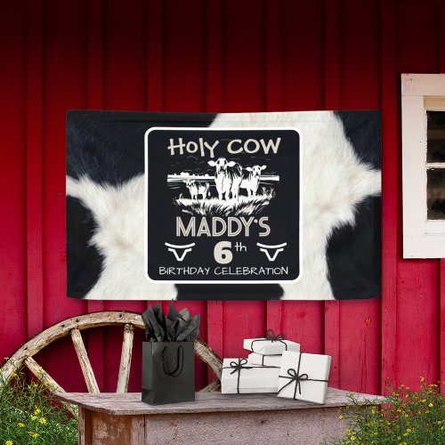 Animal Print Holy Cow Birthday Banner