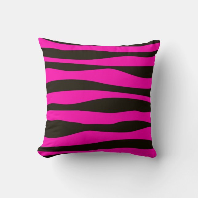 Animal Print Hot Pink and Black Throw Pillow (Front)