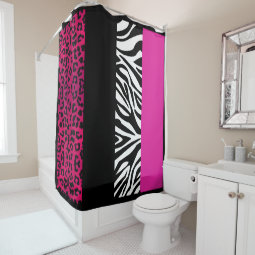 Animal Print Hot Pink Leopard Zebra Shower Curtain | Zazzle