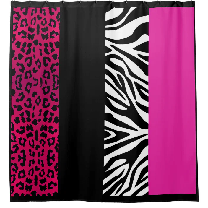 Animal Print Hot Pink Leopard Zebra, Animal Print Shower Curtain