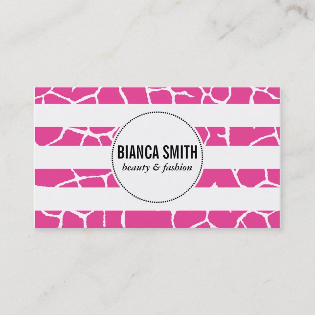 Animal Print (hot pink) | Stripes Business Card (Front)