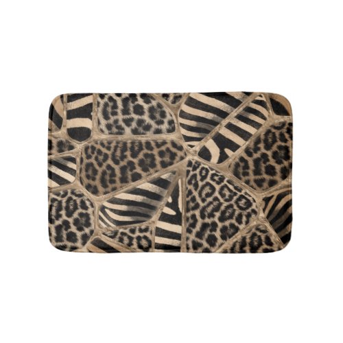 Animal Print _ Leopard and Zebra _ pastel gold Bath Mat