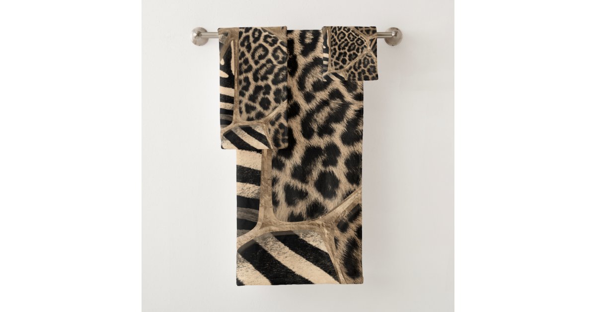 Animal Print - Leopard and Zebra - pastel gold Bath Towel Set | Zazzle