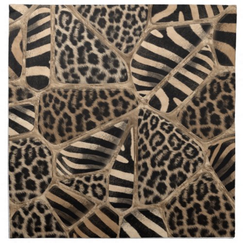 Animal Print _ Leopard and Zebra _ pastel gold Cloth Napkin