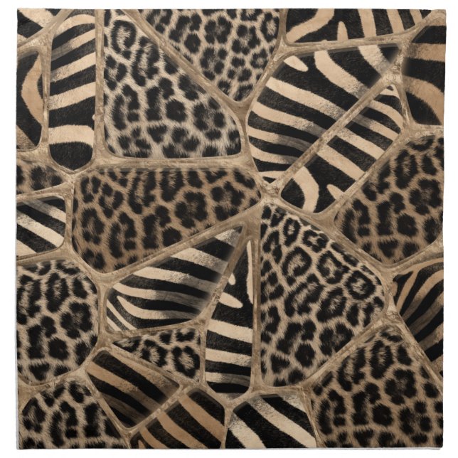 Animal Print - Leopard and Zebra - pastel gold Cloth Napkin (Front)