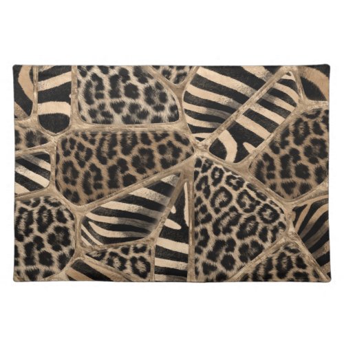 Animal Print _ Leopard and Zebra _ pastel gold Cloth Placemat