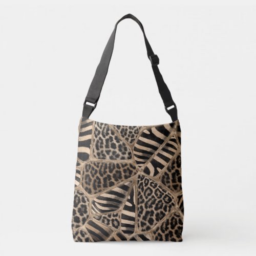 Animal Print _ Leopard and Zebra _ pastel gold Crossbody Bag