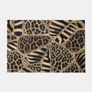 Animal Print - Leopard and Zebra - pastel gold Doormat
