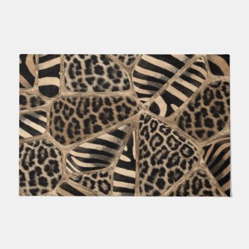 Animal Print - Leopard And Zebra - Pastel Gold Doormat by LoveMalinois at Zazzle