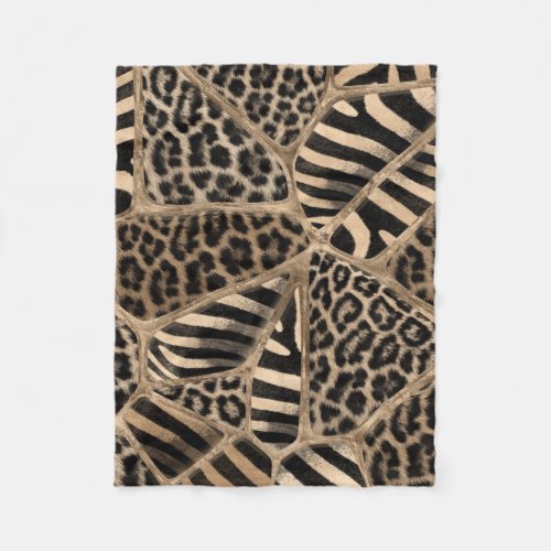 Animal Print _ Leopard and Zebra _ pastel gold Fleece Blanket