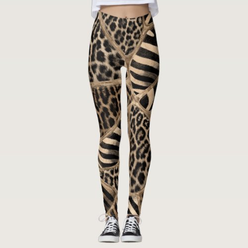 Animal Print _ Leopard and Zebra _ pastel gold Leggings